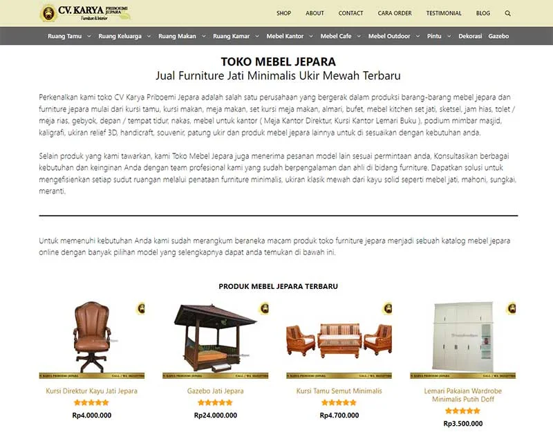 Jasa Pembuatan Website Furniture FUll Garansi Terbaik